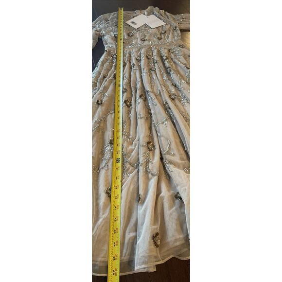 Mac Duggal BEADED ILLUSION A-LINE COCKTAIL Evening Wedding Gown Midi DRESS 4 S - Picture 11 of 13